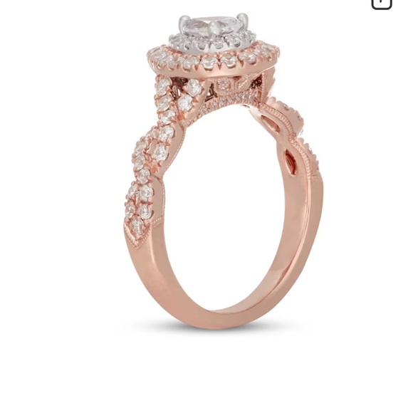 Neil Lane Pear-Shaped Diamond Double Halo Engagement Ring 1 ct tw 14K Two-Tone - Picture 3 of 5